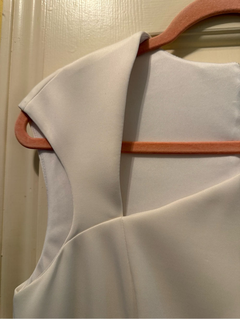 Calvin Klein White Satin Asymmetrical Neck Sheath Dress size 12-NWOT - Picture 6 of 8